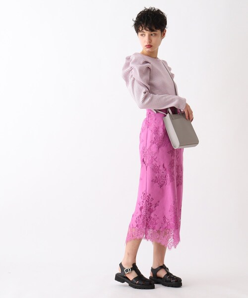 OPAQUE.CLIP（オペークドットクリップ）の「◆【C】コットンラッセルレース タイトスカート（スカート・レディース・チャコールグレー/オフホワイト/ピンク系・40/38/36/34/42）」の15枚目の写真