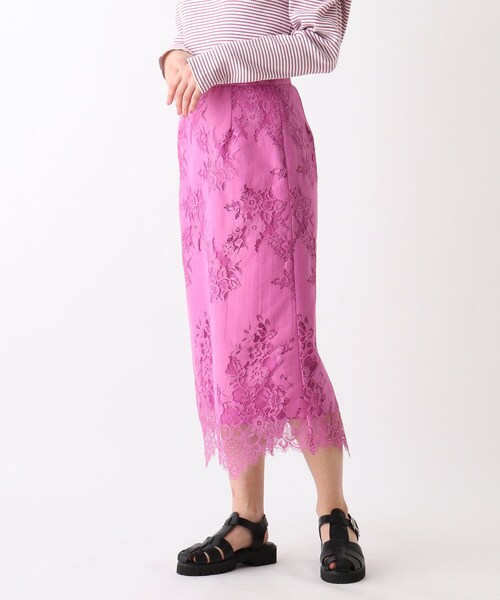 OPAQUE.CLIP（オペークドットクリップ）の「◆【C】コットンラッセルレース タイトスカート（スカート・レディース・チャコールグレー/オフホワイト/ピンク系・40/38/36/34/42）」の20枚目の写真