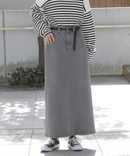 EDWIN（エドウィン）の「◆【EDWIN】別注デニムロングフレアスカート（デニムスカート・レディース・グレー/ネイビー/ブルー/ホワイト系・12/11）」の7枚目の写真