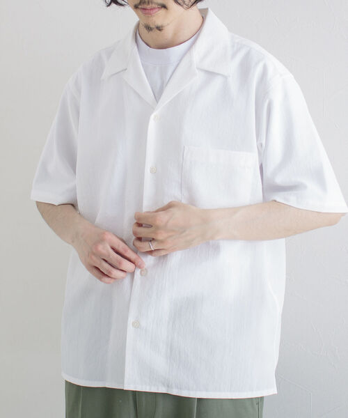 GLOSTER（グロスター）の「【GLOSTER/グロスター】EVALET QUICK DRY オープンカラーシャツ 吸水・吸汗・速乾（シャツ/ブラウス・メンズ・ホワイト/チャコールグレー/ネイビー・MEDIUM/LARGE）」の2枚目の写真