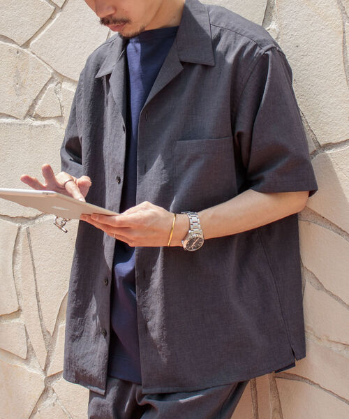 GLOSTER（グロスター）の「【GLOSTER/グロスター】EVALET QUICK DRY オープンカラーシャツ 吸水・吸汗・速乾（シャツ/ブラウス・メンズ・ホワイト/チャコールグレー/ネイビー・MEDIUM/LARGE）」の3枚目の写真