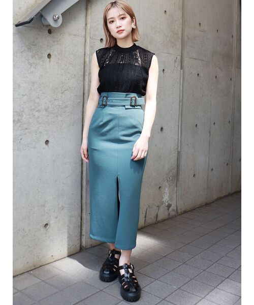 MURUA（ムルーア）の「シアーレースショートトップス（シャツ/ブラウス・レディース・ブラック/グリーン/ベージュ・FREE）」の8枚目の写真