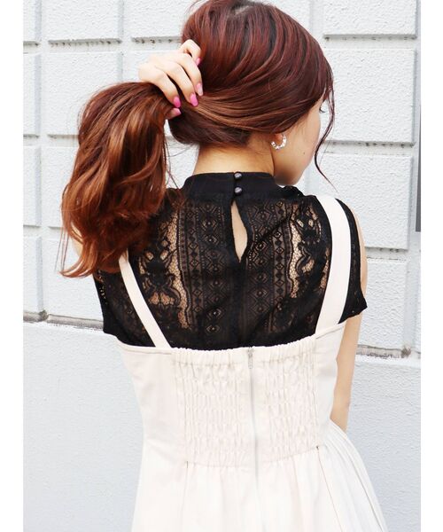 MURUA（ムルーア）の「シアーレースショートトップス（シャツ/ブラウス・レディース・ブラック/グリーン/ベージュ・FREE）」の15枚目の写真