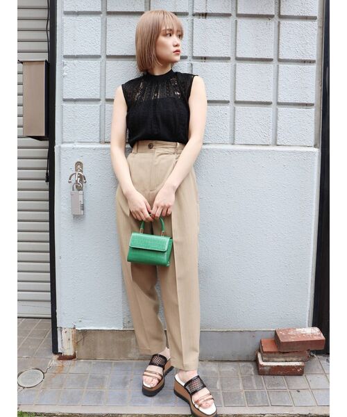 MURUA（ムルーア）の「シアーレースショートトップス（シャツ/ブラウス・レディース・ブラック/グリーン/ベージュ・FREE）」の18枚目の写真