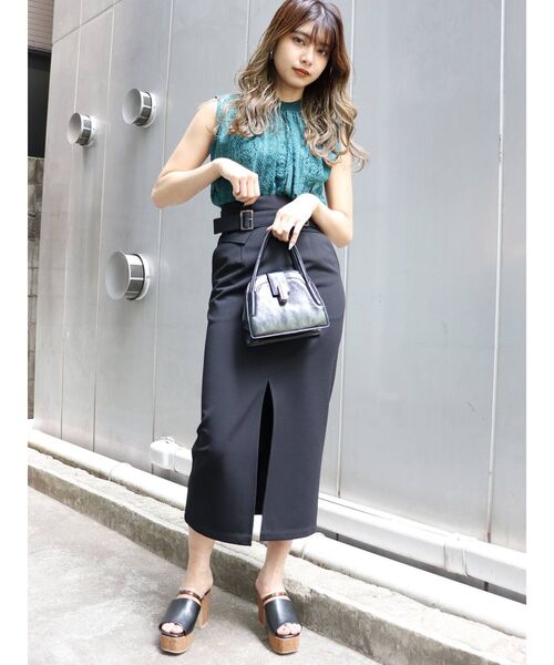 MURUA（ムルーア）の「シアーレースショートトップス（シャツ/ブラウス・レディース・ブラック/グリーン/ベージュ・FREE）」の20枚目の写真