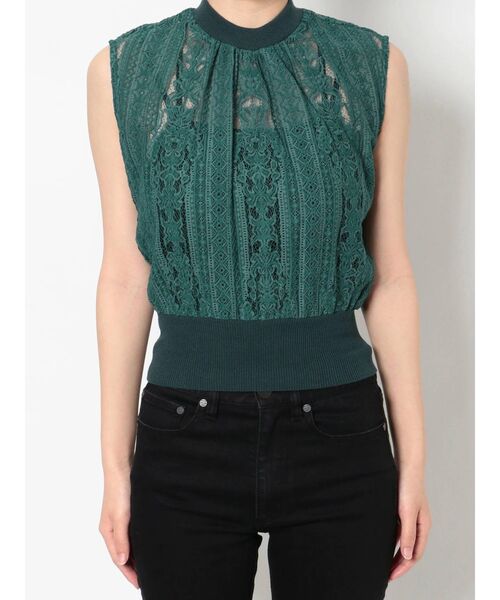 MURUA（ムルーア）の「シアーレースショートトップス（シャツ/ブラウス・レディース・ブラック/グリーン/ベージュ・FREE）」の22枚目の写真