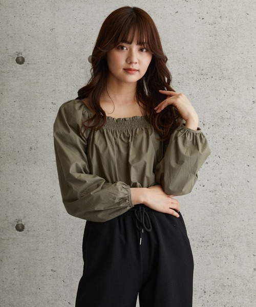 L.H.P(エルエイチピー)の「courage/クラージュ/ボリュームスリーブギャザープルオーバー(Tシャツ/カットソー・レディース・ホワイト/グレー・FREE)」の2枚目の写真