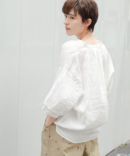 ＊美品【NOBLE 】シャツクロススキッパーブラウス ホワイト FREE セール】C/Nスキッパーシャツ（シャツ/ブラウス）｜notch