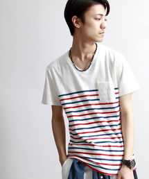 WEGO | WEGO/ボーダーVネックポケットTシャツ(Tシャツ/カットソー)
