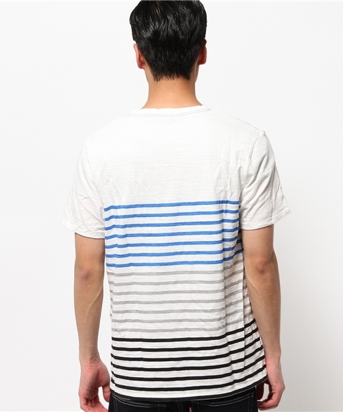 WEGO（ウィゴー）の「WEGO/ ボーダーVネックポケットTシャツ（Tシャツ/カットソー・メンズ・その他1/トリコロール/ブルー/ブラック・MEDIUM/LARGE）」の10枚目の写真