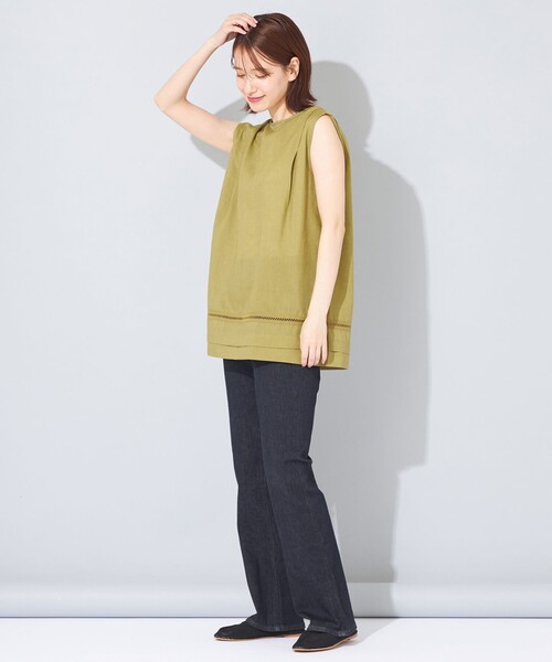 SHARE PARK(シェアパーク)の「【洗える】ウォッシャブルリネン ノースリブラウス(シャツ/ブラウス・レディース・ベージュ系/こしょう色系・1)」の3枚目の写真