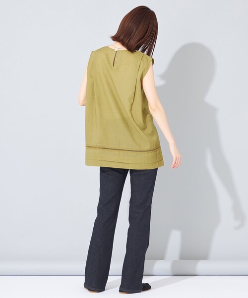 SHARE PARK(シェアパーク)の「【洗える】ウォッシャブルリネン ノースリブラウス(シャツ/ブラウス・レディース・ベージュ系/こしょう色系・1)」の4枚目の写真