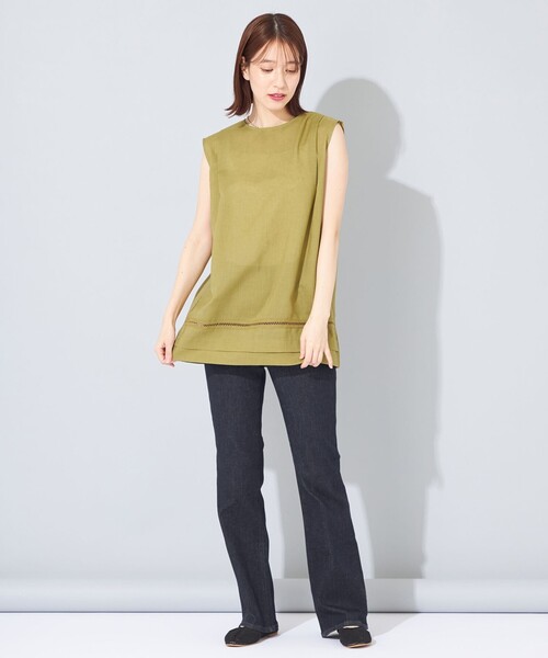 SHARE PARK(シェアパーク)の「【洗える】ウォッシャブルリネン ノースリブラウス(シャツ/ブラウス・レディース・ベージュ系/こしょう色系・1)」の5枚目の写真