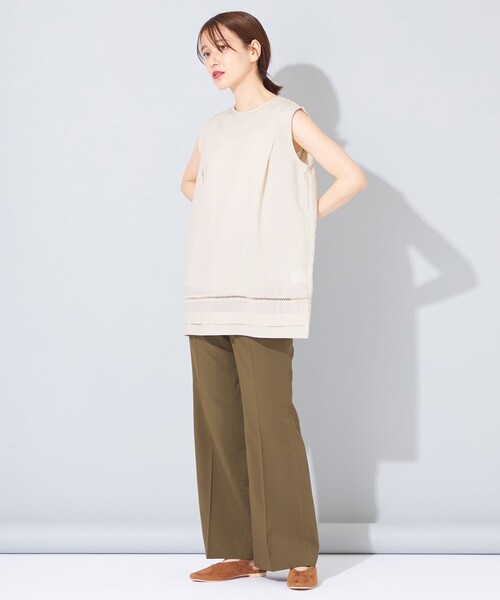 SHARE PARK(シェアパーク)の「【洗える】ウォッシャブルリネン ノースリブラウス(シャツ/ブラウス・レディース・ベージュ系/こしょう色系・1)」の7枚目の写真