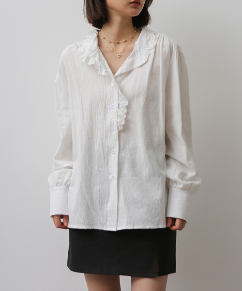 MAISON DE THERESE(メゾン ド テレーズ)の「コットンシャツ(シャツ/ブラウス・レディース・ホワイト/ブラック・MEDIUM/SMALL/LARGE)」の1枚目の写真