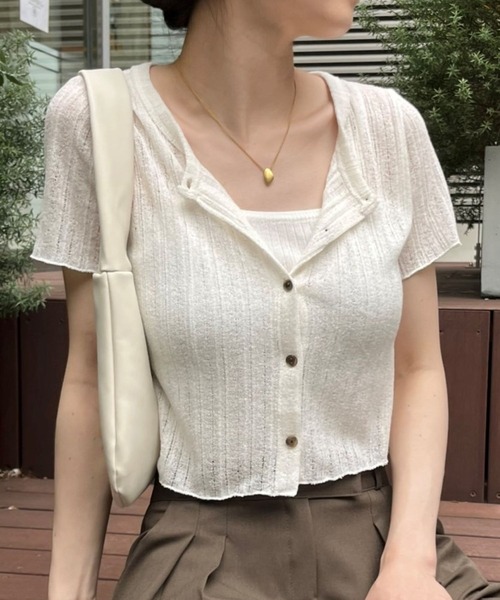 ALAND（エーランド）の「3.3Field Trip／BUTTON-UP T  2297678（カーディガン/ボレロ・レディース・ブラック/アイボリー・FREE）」の2枚目の写真