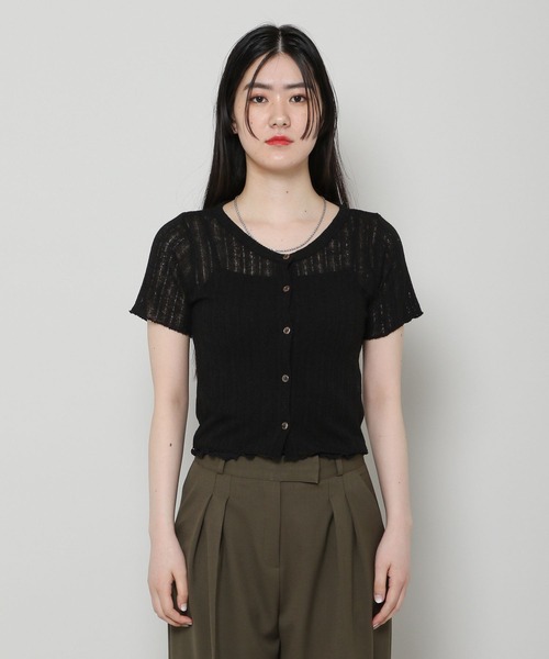 ALAND（エーランド）の「3.3Field Trip／BUTTON-UP T  2297678（カーディガン/ボレロ・レディース・ブラック/アイボリー・FREE）」の9枚目の写真