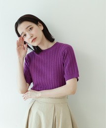 ◆コットンレーヨンケーブルニット