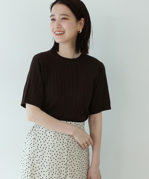 N.（N. Natural Beauty Basic）（エヌエヌナチュラルビューティーベーシック）の「◆コットンレーヨンケーブルニット（ニット/セーター・レディース・ブラック/ブラウン/クリーム/グリーン/パープル・MEDIUM）」の3枚目の写真