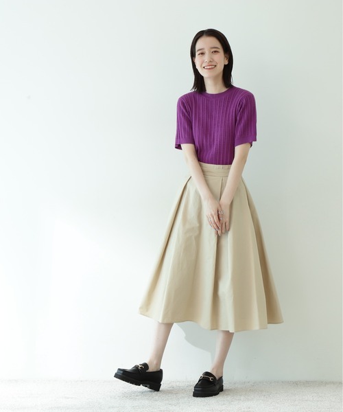 N.（N. Natural Beauty Basic）（エヌエヌナチュラルビューティーベーシック）の「◆コットンレーヨンケーブルニット（ニット/セーター・レディース・ブラック/ブラウン/クリーム/グリーン/パープル・MEDIUM）」の14枚目の写真