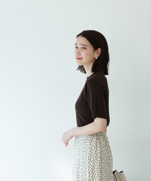 N.（N. Natural Beauty Basic）（エヌエヌナチュラルビューティーベーシック）の「◆コットンレーヨンケーブルニット（ニット/セーター・レディース・ブラック/ブラウン/クリーム/グリーン/パープル・MEDIUM）」の10枚目の写真