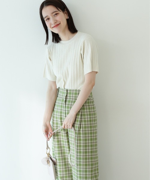 N.（N. Natural Beauty Basic）（エヌエヌナチュラルビューティーベーシック）の「◆コットンレーヨンケーブルニット（ニット/セーター・レディース・ブラック/ブラウン/クリーム/グリーン/パープル・MEDIUM）」の11枚目の写真