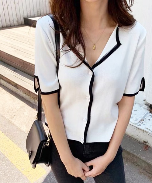AsRiRe（アスリレイ）の「【AsRiRe】polo襟配色ニットトップス（ニット/セーター・レディース・ブラック/ベージュ/ホワイト・M）」の13枚目の写真