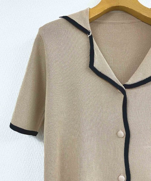 AsRiRe（アスリレイ）の「【AsRiRe】polo襟配色ニットトップス（ニット/セーター・レディース・ブラック/ベージュ/ホワイト・M）」の9枚目の写真