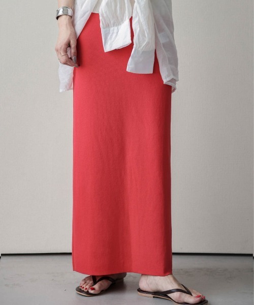 La-gemme（ラジェム）の「リブロングスカート（スカート・レディース・ブラック/ベージュ/レッド/イエロー/グリーン・M/L）」の5枚目の写真