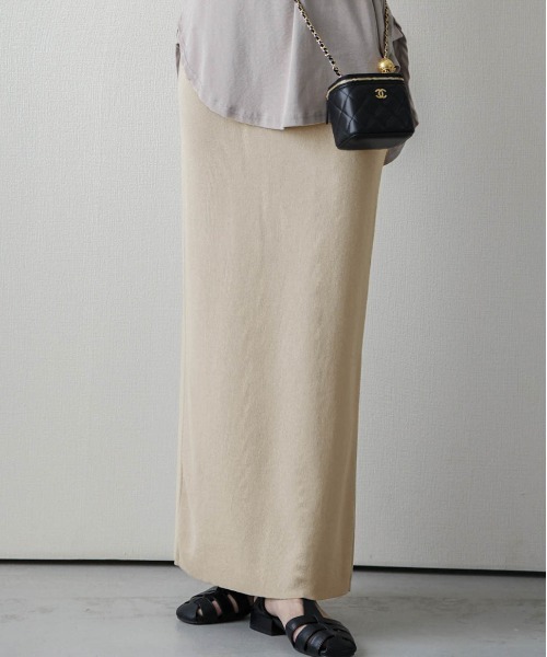 La-gemme（ラジェム）の「リブロングスカート（スカート・レディース・ブラック/ベージュ/レッド/イエロー/グリーン・M/L）」の8枚目の写真