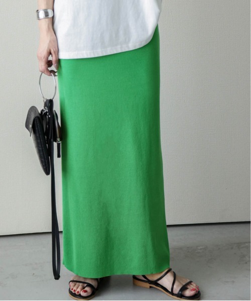 La-gemme（ラジェム）の「リブロングスカート（スカート・レディース・ブラック/ベージュ/レッド/イエロー/グリーン・M/L）」の10枚目の写真