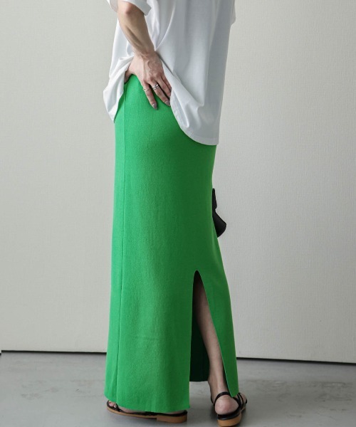 La-gemme（ラジェム）の「リブロングスカート（スカート・レディース・ブラック/ベージュ/レッド/イエロー/グリーン・M/L）」の11枚目の写真