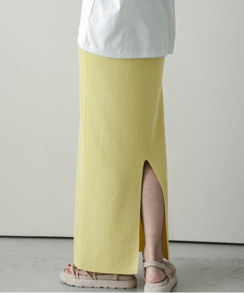 La-gemme（ラジェム）の「リブロングスカート（スカート・レディース・ブラック/ベージュ/レッド/イエロー/グリーン・M/L）」の15枚目の写真