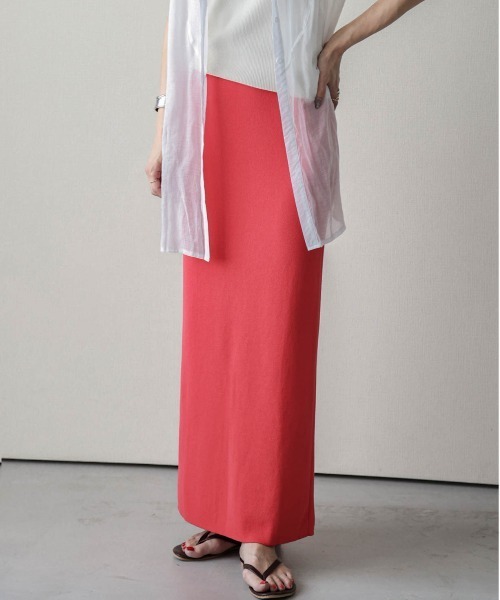 La-gemme（ラジェム）の「リブロングスカート（スカート・レディース・ブラック/ベージュ/レッド/イエロー/グリーン・M/L）」の12枚目の写真