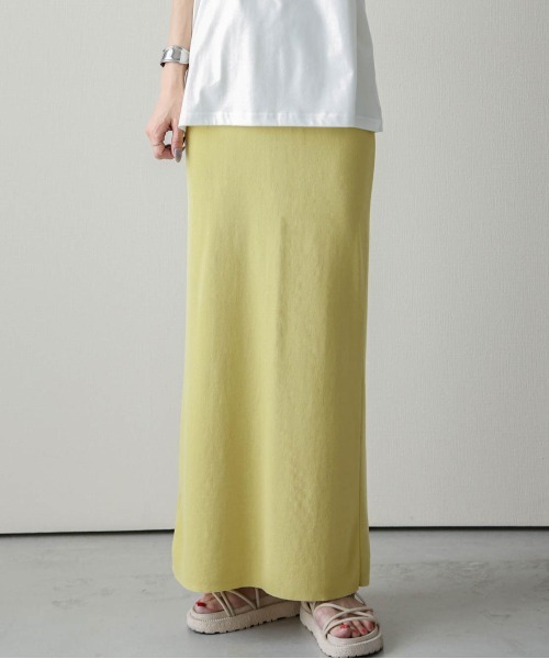 La-gemme（ラジェム）の「リブロングスカート（スカート・レディース・ブラック/ベージュ/レッド/イエロー/グリーン・M/L）」の14枚目の写真