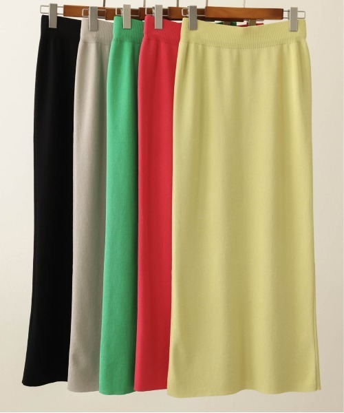 La-gemme（ラジェム）の「リブロングスカート（スカート・レディース・ブラック/ベージュ/レッド/イエロー/グリーン・M/L）」の16枚目の写真