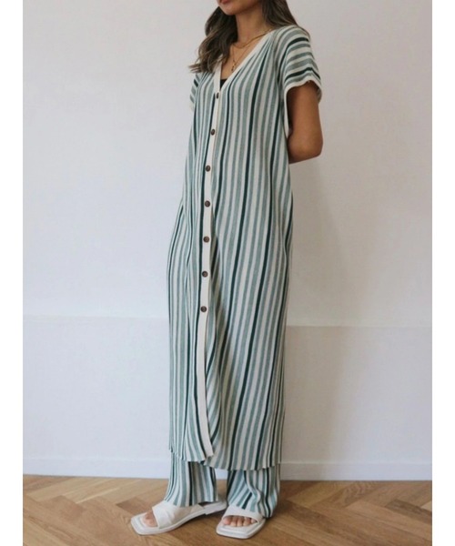 TRUNC（トランクエイティーエイト）の「Random Stripe Twoway Gilet（ベスト・レディース・グリーン/オレンジ/アイボリー/ブラック・FREE）」の3枚目の写真