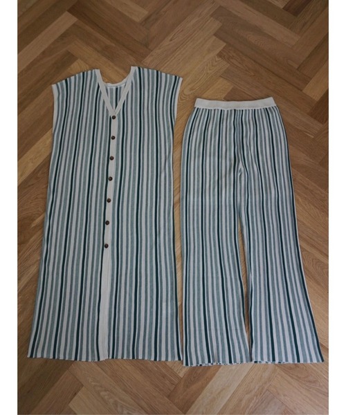 TRUNC（トランクエイティーエイト）の「Random Stripe Twoway Gilet（ベスト・レディース・グリーン/オレンジ/アイボリー/ブラック・FREE）」の6枚目の写真