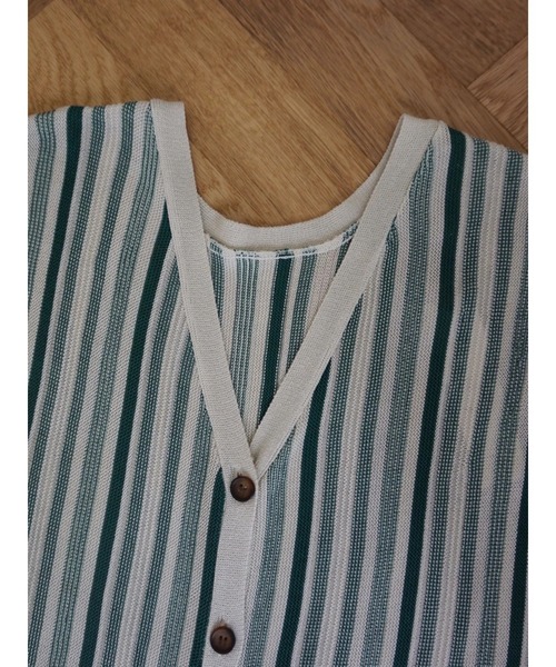 TRUNC（トランクエイティーエイト）の「Random Stripe Twoway Gilet（ベスト・レディース・グリーン/オレンジ/アイボリー/ブラック・FREE）」の7枚目の写真