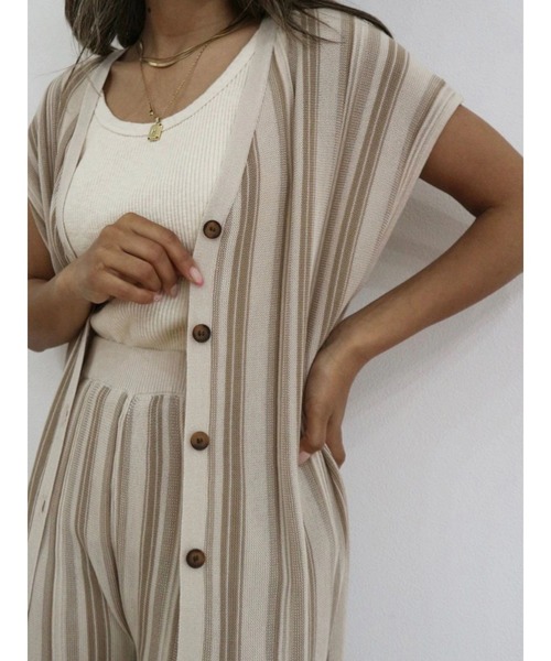 TRUNC（トランクエイティーエイト）の「Random Stripe Twoway Gilet（ベスト・レディース・グリーン/オレンジ/アイボリー/ブラック・FREE）」の12枚目の写真