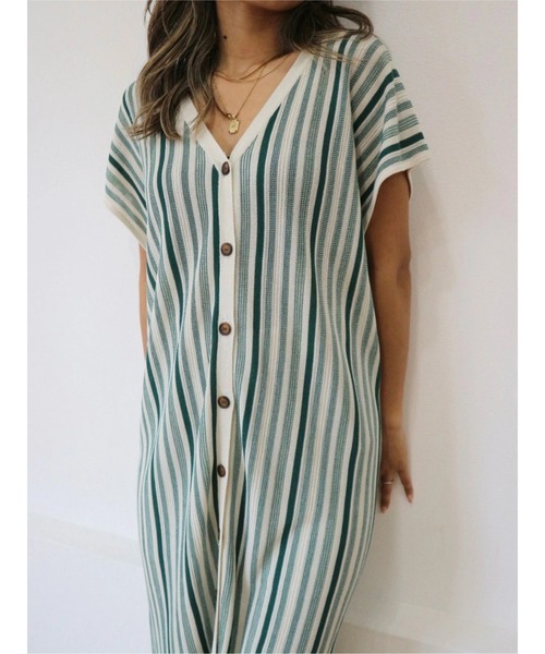 TRUNC（トランクエイティーエイト）の「Random Stripe Twoway Gilet（ベスト・レディース・グリーン/オレンジ/アイボリー/ブラック・FREE）」の9枚目の写真