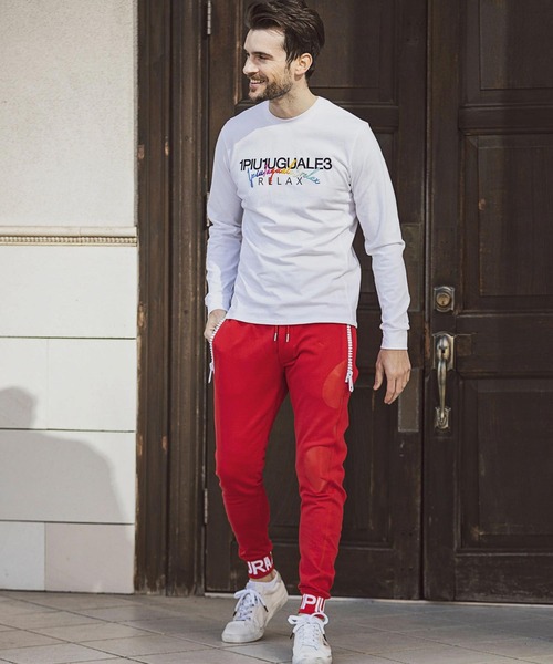 1PIU1UGUALE3 RELAX (ウノピゥウノウグァーレトレ リラックス)の「1PIU1UGUALE3 RELAX(ウノピゥウノウグァーレトレ)ビッグファスナー3ロゴプリントロングパンツ(その他パンツ・メンズ・ブラック/レッド・S/M/L/XL/XXL)」の19枚目の写真