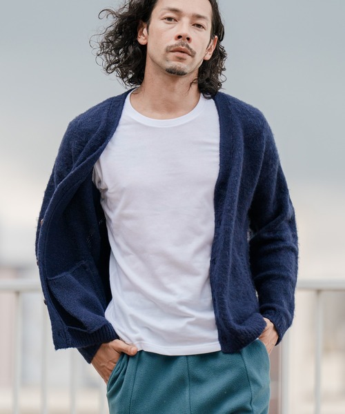 CAMBIO（カンビオ）の「mcg3097-モヘア調シャギーカーディガン（カーディガン/ボレロ・メンズ・ネイビー/ベージュ/グレー/ピンク/グリーン・M/L/LL）」の4枚目の写真