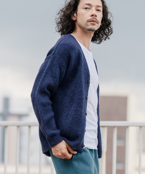 CAMBIO（カンビオ）の「mcg3097-モヘア調シャギーカーディガン（カーディガン/ボレロ・メンズ・ネイビー/ベージュ/グレー/ピンク/グリーン・M/L/LL）」の9枚目の写真