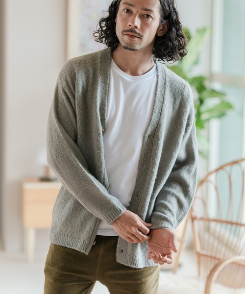 CAMBIO（カンビオ）の「mcg3097-モヘア調シャギーカーディガン（カーディガン/ボレロ・メンズ・ネイビー/ベージュ/グレー/ピンク/グリーン・M/L/LL）」の16枚目の写真