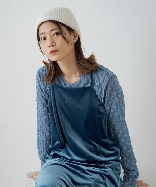 Kastane(カスタネ)の「【WEB限定カラーあり】フラワージャガードプルオーバー(Tシャツ/カットソー・レディース・ブラック/アイボリー/ブルー/グリーン/イエロー・FREE)」の12枚目の写真