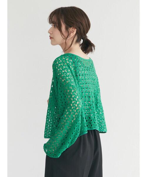 Green　Parks（グリーンパークス）の「2WAY すかし編みショート丈カーディガン＊（カーディガン/ボレロ・レディース・アイボリー/グリーン/ダークオレンジ・FREE）」の8枚目の写真