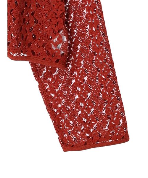 Green　Parks（グリーンパークス）の「2WAY すかし編みショート丈カーディガン＊（カーディガン/ボレロ・レディース・アイボリー/グリーン/ダークオレンジ・FREE）」の17枚目の写真