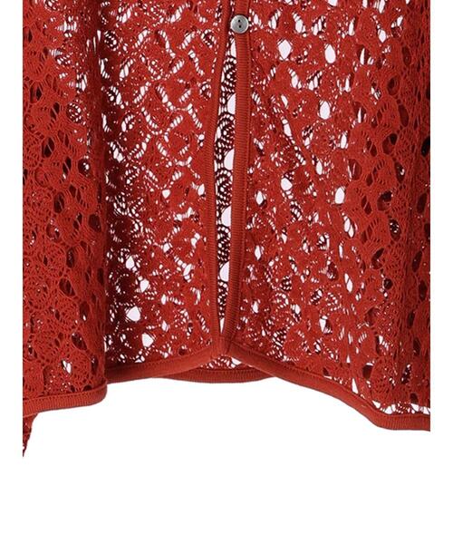 Green　Parks（グリーンパークス）の「2WAY すかし編みショート丈カーディガン＊（カーディガン/ボレロ・レディース・アイボリー/グリーン/ダークオレンジ・FREE）」の18枚目の写真