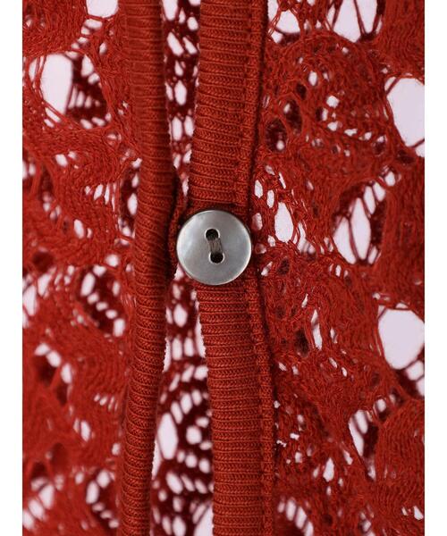 Green　Parks（グリーンパークス）の「2WAY すかし編みショート丈カーディガン＊（カーディガン/ボレロ・レディース・アイボリー/グリーン/ダークオレンジ・FREE）」の20枚目の写真